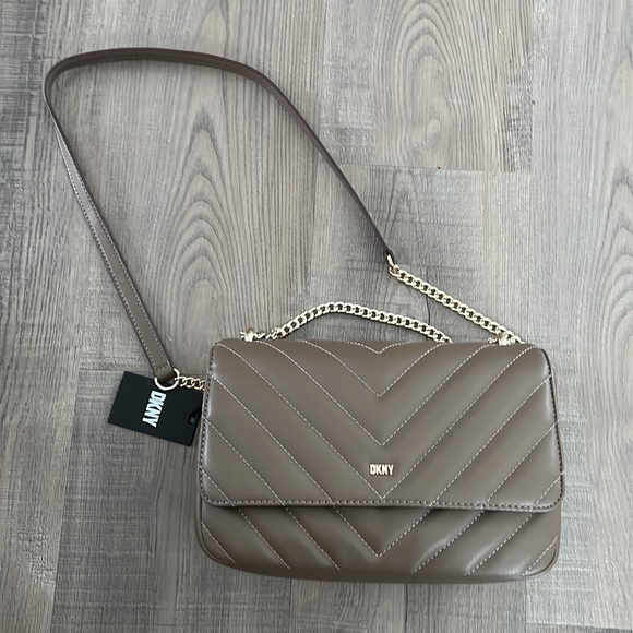 DKNY New Veronica Large Shoulder Bag Clay Gray Crossbody Purse Handbag - Picture 13 of 17